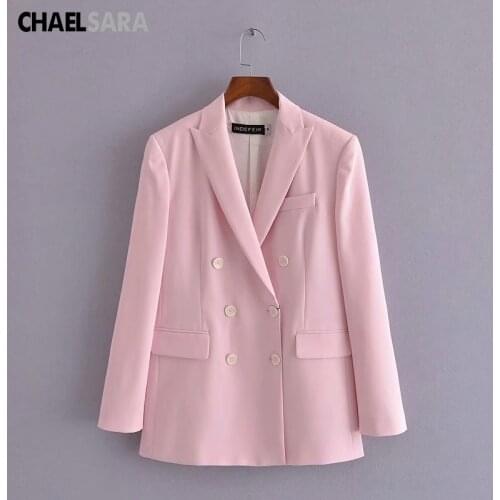 2021 Spring Autumn Women Fashion Pink Blazers And Jackets Chic Pockets Solid Office Ladies Suit Coat Casual Outwear Tops Female