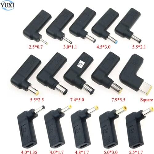 YuXi 15pcs PD Power Adapter Plug Converter USB Type C Female to 5.5*2.5mm 4.5*3.0 7.4*5.0 mm Male Laptop DC Jack Connector