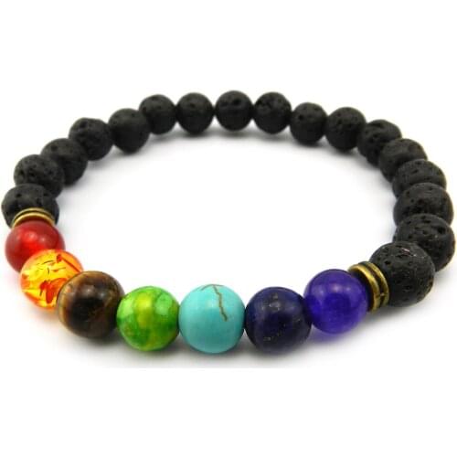 Women 7 Chakra Beaded Bracelet Natural Lavas Stone Diffuser Bracelet For Unisex Galaxy Beads For Men Mixed Colors Bracelets
