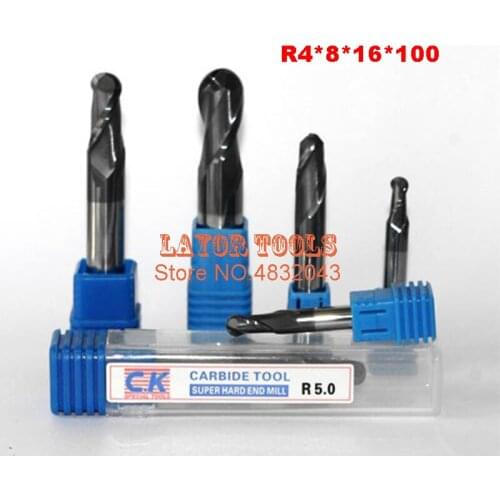 1PCS*R4*8*16*100L alloy ball end milling cutter, carbide end milling cutter, CNC engraving knife,CNC tool