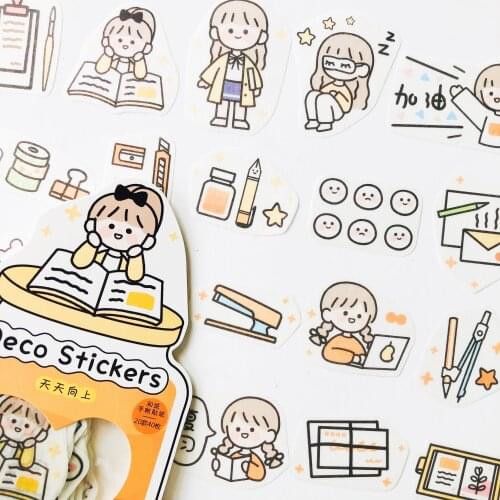 1 Pack ( 40 pcs stickers ) Girl Study Life Paper Notes Notebook Diary Stickers Decorative Sticker