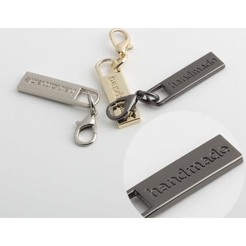 10-50-100pcs handmade labels metal thick hook zipper puller slider metal Plating accessory bags tags sew DIY garments fabric