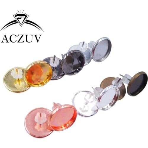 1000pcs Silver Gunmetal Black Antique Bronze Rhodium Rose Gold Bezel Blank Earring Studs Setting Findings Rubber Stopper Backs