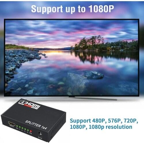 3D 1080P HDMI-compatible Splitter HDCP 1 In 4 Out Power Signal Amplifier 1x4 Audio Spliter Switch HD Converter Adapter