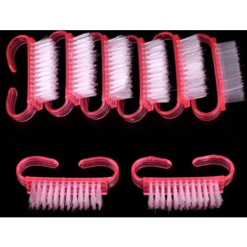 50Pcs/Lot Acrylic Nail Brush Pink Cleaning Brush Dust Remover Plastic Nail Brush Nail Art Manicure Pedicure Clean Cleaning Tool
