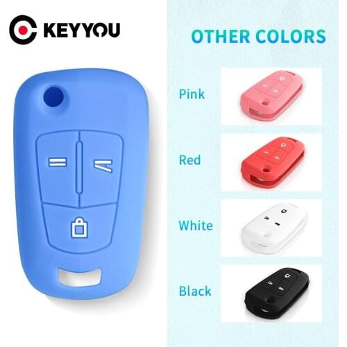 KEYYOU Key Rings For For OPEL Astra H Corsa D Vectra C Zafira 3 Button Filp Folding Silicone Car Key Fob Shell Cover Case