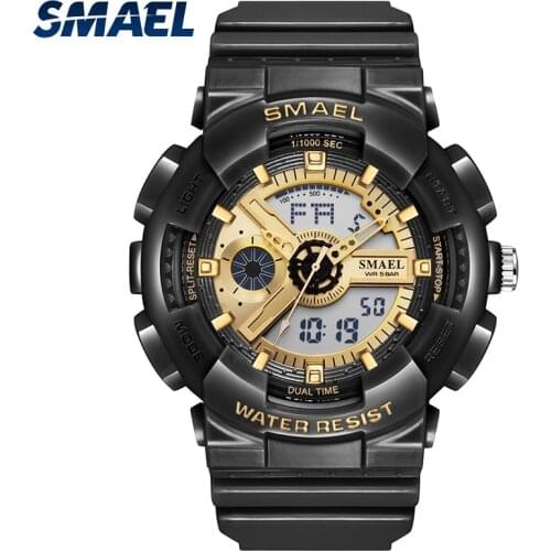 SMAEL fashion Couple watch Sports mens LED digital watch G outdoor waterproof military Wristwatches Black Gold Watches Women