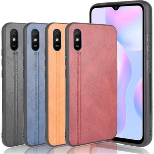 For Xiaomi Redmi 9i Case Luxury Calfskin PU Leather lines Hard Back Cover Case For Xiaomi Redmi 9i 9 i Redmi9i Full Phone Case