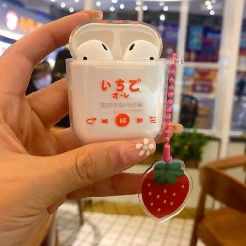 Cartoon strawberry suitable for airpods 1/2 protective cover 3 generation apple bluetooth wireless headset shell transparent pro