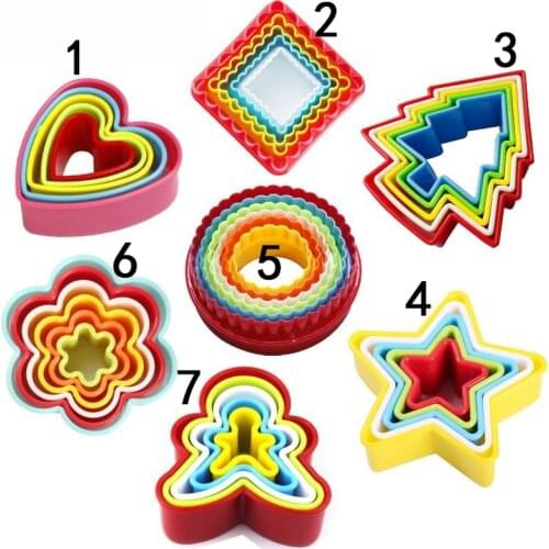 DIY Cake Cutter 5pcs Or 6pcs/Set Cookie Cutting Mold Fondant Plastic Pentagram Round Heart Shape Baking Biscuit Mould Tools