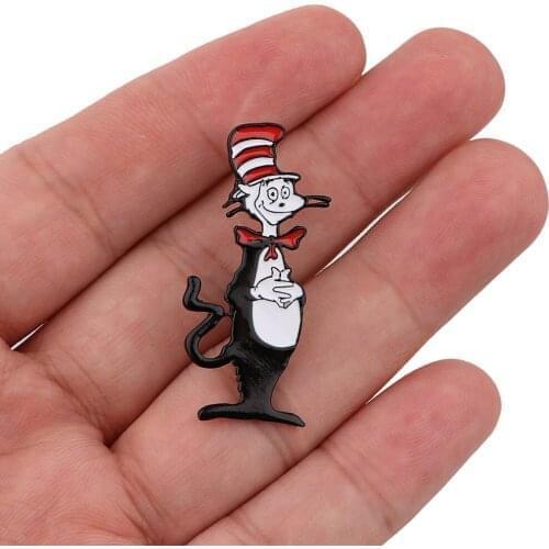 G2025 Funny Cat Metal Pins Enamel Brooches for Women Men Lapel Pin Backpack Badge Denim Pin Brooch