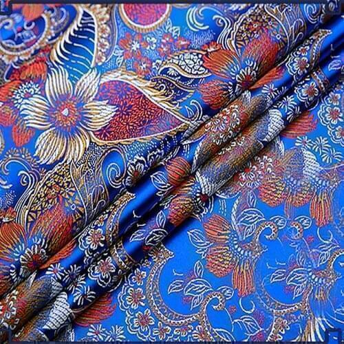 HLQON 75x100cm High quality blue Metallic Jacquard Brocade Fabric, 3D jacquard yarn dyed fabric for clothing,bedding,bag,curtain