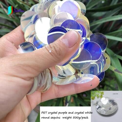 Exquisite Wedding Dress Handmade Bag Hats Coat Jacket Curtain chain Material Round PET Crystal Purple White Sequins A0676L