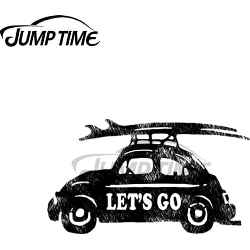 JumpTime 13 x 5cm Lets Go V Bug Classic Cars 70s Hippie Surf Car Beetle Car Stickers and Decals Vinyl Bumper Windows Wall Decal