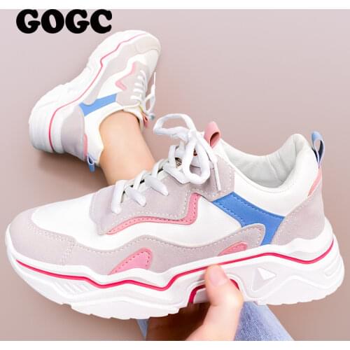 GOGC Sneakers Women Thick Bottom Daddy Shoe Thick Bottom Round Toe Breathing Leisure Female Vulcanize Shoes