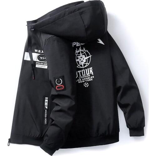 2021 Men Youth Hooded Jacket Spring Autumn Solid Mens Casual Streetwear Slim Coat High Quality Tops Windbreaker Clothing M-3XL