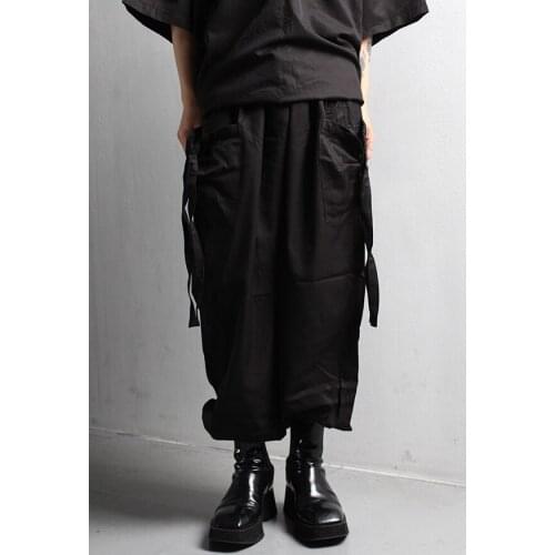 Mens trousers new trend hip hop casual pants linen large pocket versatile pants locomotive mens boots pants handsome