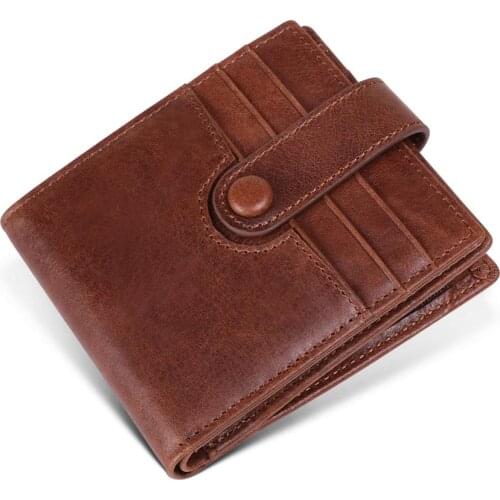 Men Wallet Genuine Leather Coin Pocket Small Vintage Men Walet Male Short Card Holder Coin Purse Mens Purse