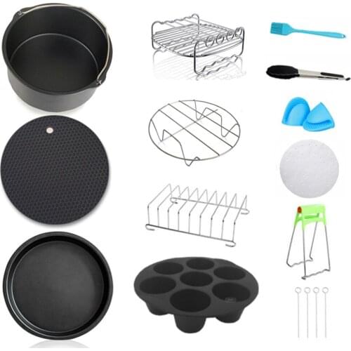 12pcs/8pcs 8 Inch Air Fryer Accessories Kit Professional Home Kitchen Cooking Tools Set Carbon Steel Fine Quality