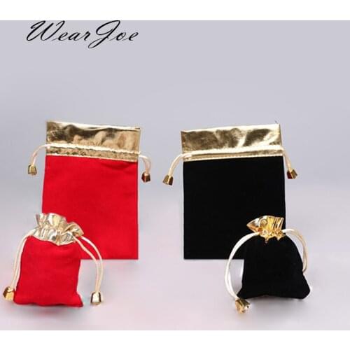 Wholesale 200pcs Black Red Jewellery Package & Storage Velvet Gift Bags Jewelry Beads Gems Ring Pendant Bracelet Chain Pouches