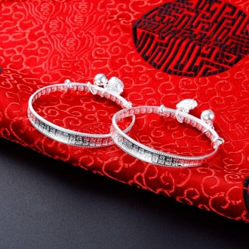 A Pair S999 Baby Child Bracelets Bangles For Kids Classical Pure S999 Silver Bracelet Hand Chain Baby Birthday Fine Jewelry Gift