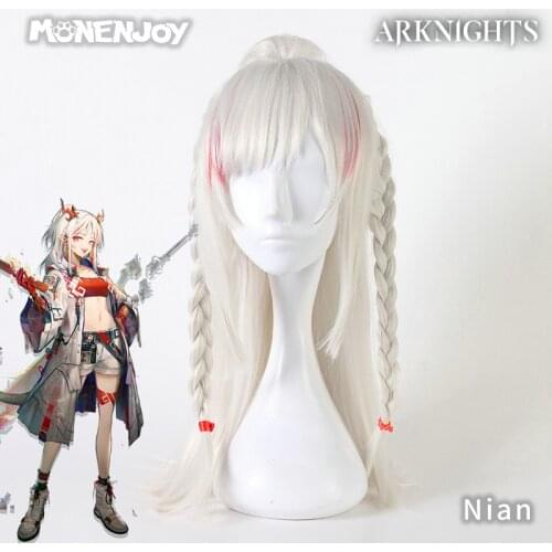 Monenjoy Arknights Nian Cosplay Wig Milky White Cos Hair