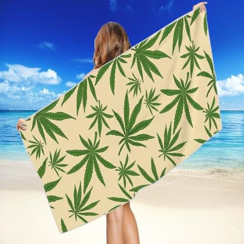 Leaf Pattern Microfiber Beach Towel Outdoor Water Sports Towels Quick Drying Beach Chair Cover Portable Travel Sunshine Shawl