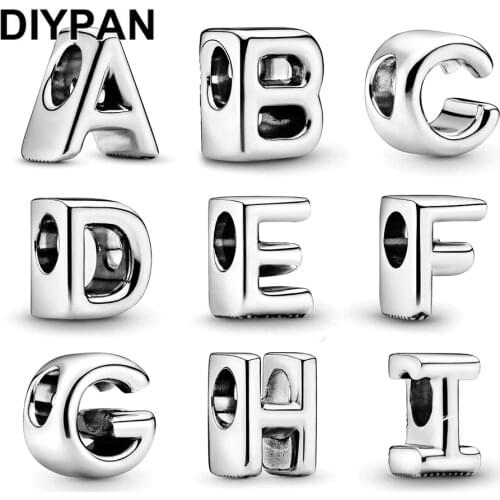 Fit Original Pandora Bracelets Charms 925 Silver Letter A-Z Alphabet Charm Charm Beads For Women Jewelry Making Berloque