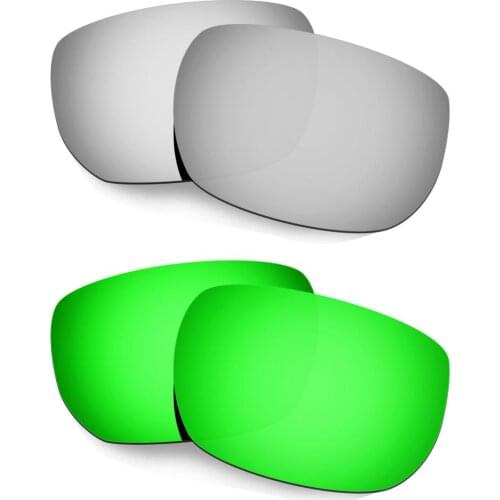 HKUCO For Style Switch Sunglasses Polarized Replacement Lenses 2 Pairs Silver & Green