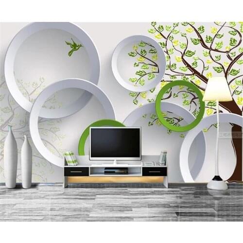 Milofi custom wallpaper wall covering simple round wheel brushstroke tree 3D background wall