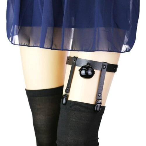 PU Leather Black Bell Leg Garter Body Strap Harness Belt Bridal Garters Belts For Womens Sexy Punk Body Costume Party Jewelry