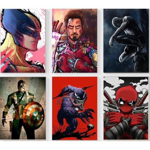 Superhero Poster Anime Canvas Painting Marvel Avengers Frame Painting Home Living Room Decoration Children Birthday Gifts
