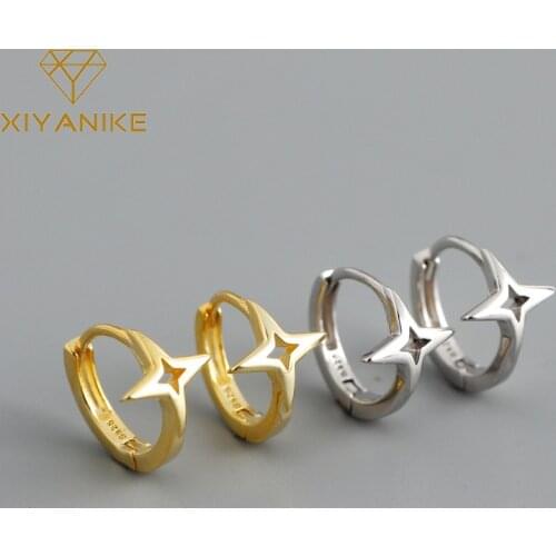 XIYANIKE 925 Sterling Silver Hot Sale Hollow Star Hoop Earrings Woman Fashion Personality Trend Smooth Jewelry Accessories Party
