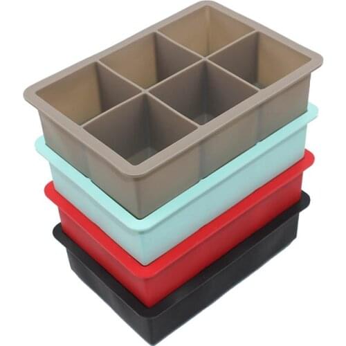 Silicone Square Shape Ice Cube Mold 16.5*11.5*5 cm Food Grade 6 Lattice Bar Kitchen Accessories Fruit Ice Cube Maker Ice Tray