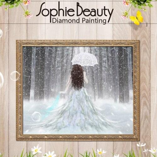 Sophie Beauty NEW Diy Diamond Painting Cross Stitch Snow White Umbrella Wall Sticker Mosaic Square Handcraft Embroidery Home Art