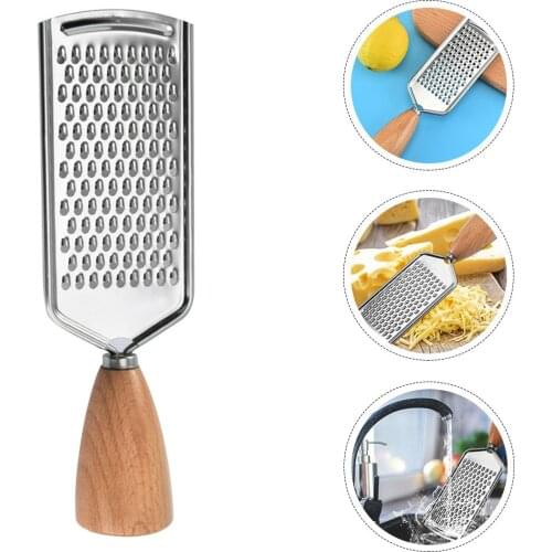 Stainless Steel Grater Multi-Purpose Vegetable Grater Potato Peeling Tool Round Beech Wood Handle Grater Cheese Cutter