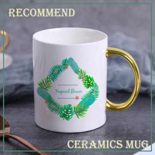 Tropical flower Cup Ins Mugs Coffee Mug Creative Ceramic Water Milk for Breakfast Cups Girl dia madre Gift KTZW-060