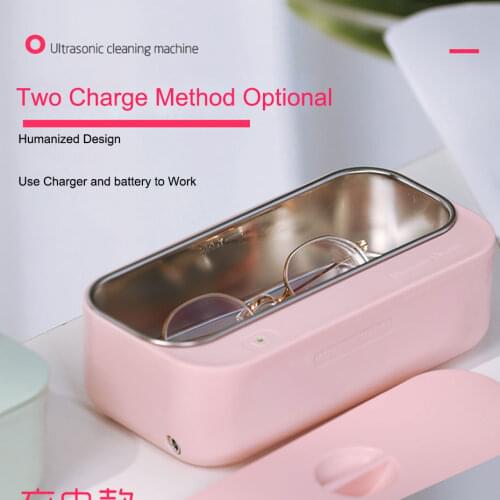 Battery Supply Ultrasonic Cleaner Wireless Ultrasonic Cleaner 500ml Household Ultrasound Bath for Jewelry Watch Eyeglasses