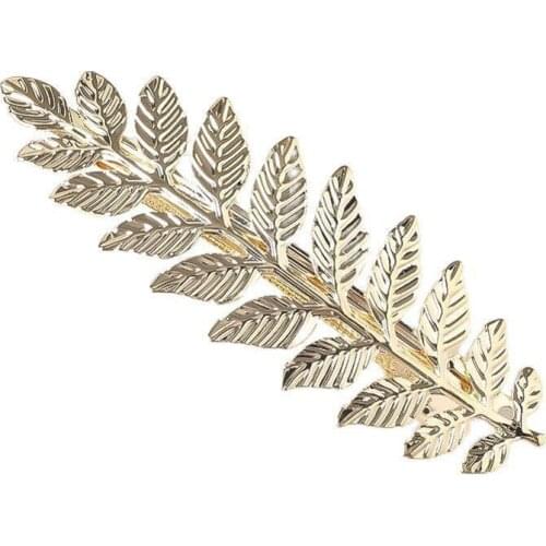 Elegant Women Gold Silver Feather Leaf Barrettes Hairpin Clip Headwear Headband Duckbill Clip Insert Comb Wedding Accessories