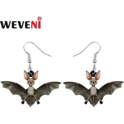 WEVENI Accessories Acrylic Halloween Brincos Bat Earrings Drop Dangle Cute Animal Jewelry For Women Girls Bijoux Dropship Female