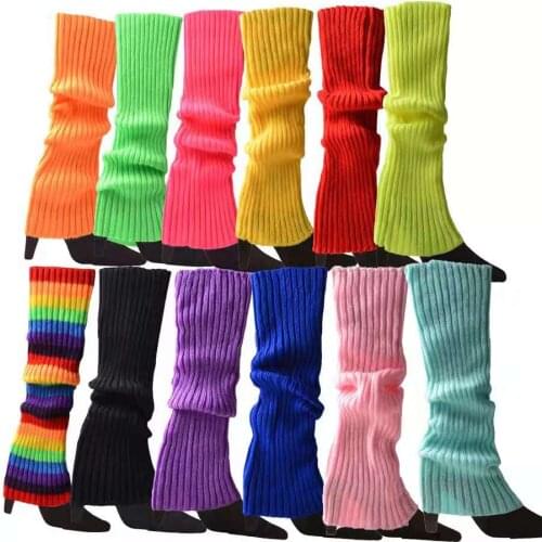 Womens Leg Warmer Multicolor Wool Knitting Foot Warming Cover Halloween Party Accessories Lady Stylish Elastic Long Tube Sock