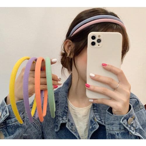 Sweet Candy Color Thin Headbands Elegant Knitted Colorful Hairbands for Women Girls Match Head Hoop Turban Headdress