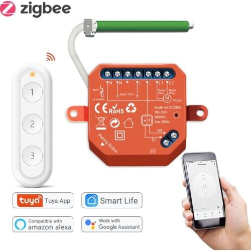 Zigbee 3.0 Curtain Switch Module for Roller Shutter Blind Motor Compatible with Tuya Smart Life Home Assistant Alexa Zigbee2MQTT