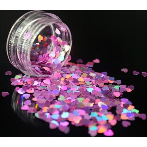 1Pcs Deep Pink Color Sequins Nail Polish 12 Color Soak Off UV Gel Polish Glue Lacquer Manicure Nail Art Varnish Tool Heart Shape