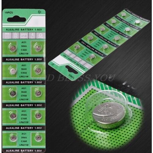 10PCS Watch Battery AG1 1.55V 364 SR621SW LR621 621 LR60 CX60 Alkaline Button Coin Cell Batteries Drop Shipping