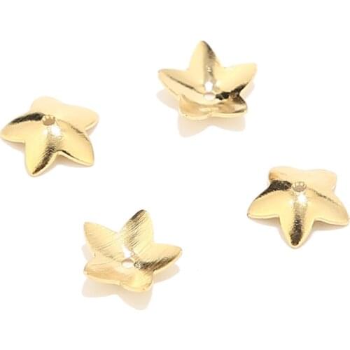 100pcs/lot Stainless Steel Gold Plated Flower Charms Bead Caps 7mm Width Receptacle Connectors For DIY Jewelry Making Findings