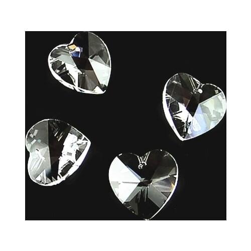 14mm Clear 100pcs-2000pcs Crystal Heart Shape 1 Hole Glass DIY Loose Beads Chandelier Prism Suncatchers