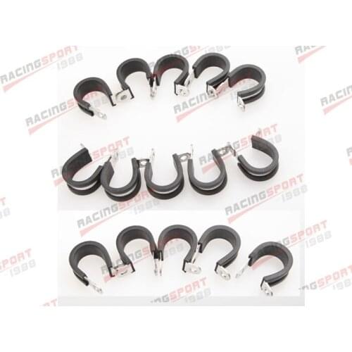15PCS Cushioned Hose Mounting Clamp Loop Strap 304 Stainless Steel 1 1/4" Black