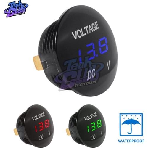 DC 5V-48V 3 Bits Digital Voltmeter Round Waterproof LED Panel Mini Digital Volt Voltage Meter Tester Monitor Display For Car
