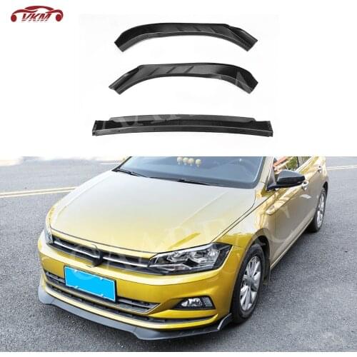 For Polo Front Lip Bumper Splitters Spoiler For Volkswagen VW Polo Plus 2019 ABS Black Head Chin Shovel Guard Car Styling